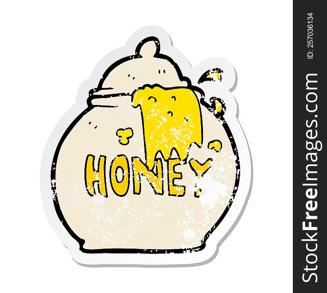 retro distressed sticker of a cartoon honey pot