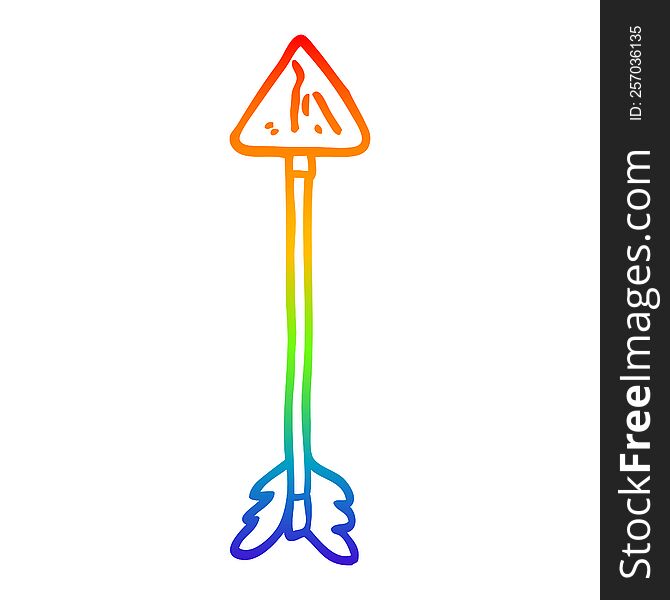 rainbow gradient line drawing of a cartoon straight arrow