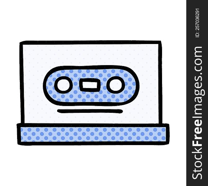 comic book style cartoon of a retro cassette