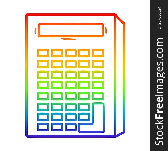 rainbow gradient line drawing cartoon calculator