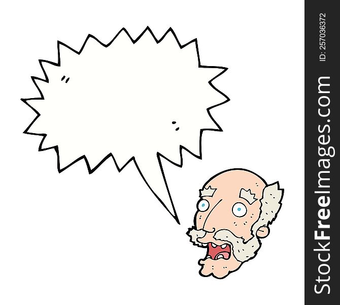 Cartoon Shocked Old Man With Speech Bubble