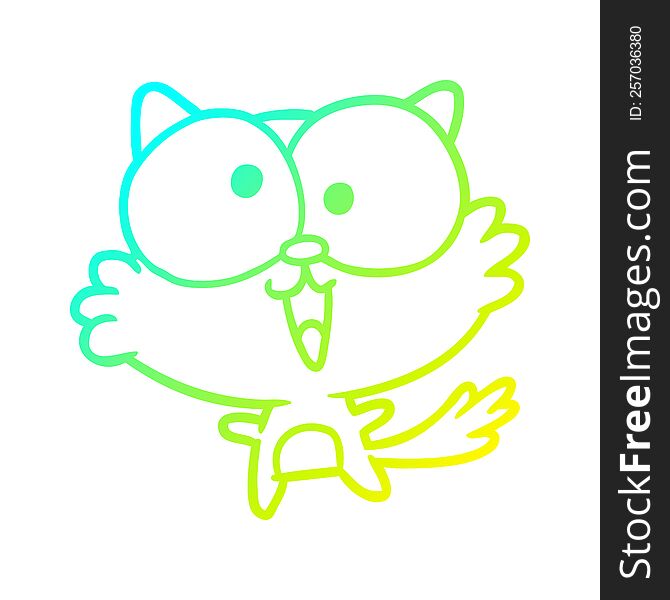 cold gradient line drawing cute crazy cat