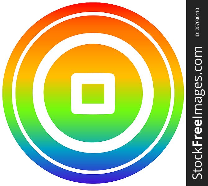 Stop Button Circular In Rainbow Spectrum