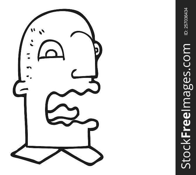 freehand drawn black and white cartoon burping man