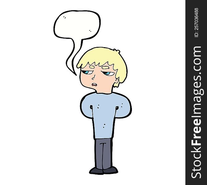 Cartoon Antisocial Boy With Speech Bubble