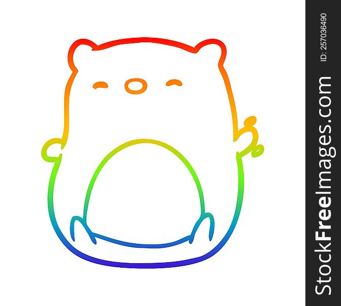 Rainbow Gradient Line Drawing Cute Polar Bear