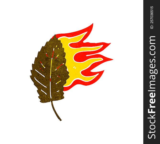 cartoon burning dry leaf symbol