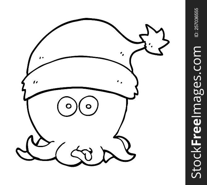 cartoon octopus wearing christmas hat
