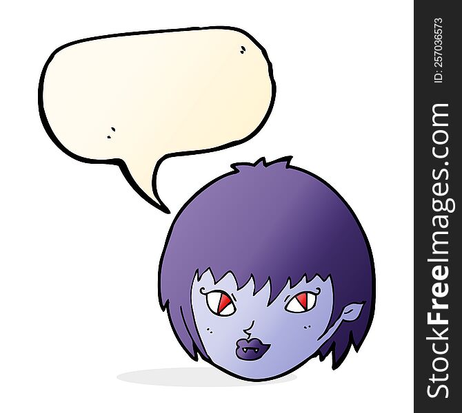 cartoon vampire girl face with speech bubble