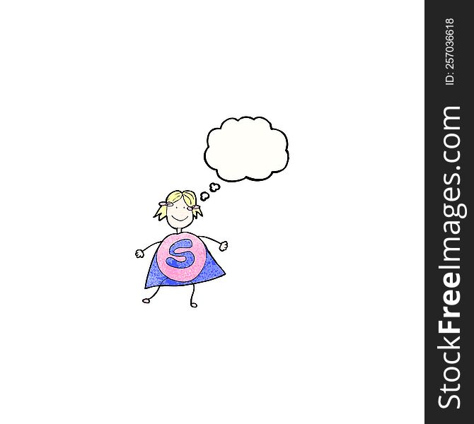 child\'s drawing of a superhero girl