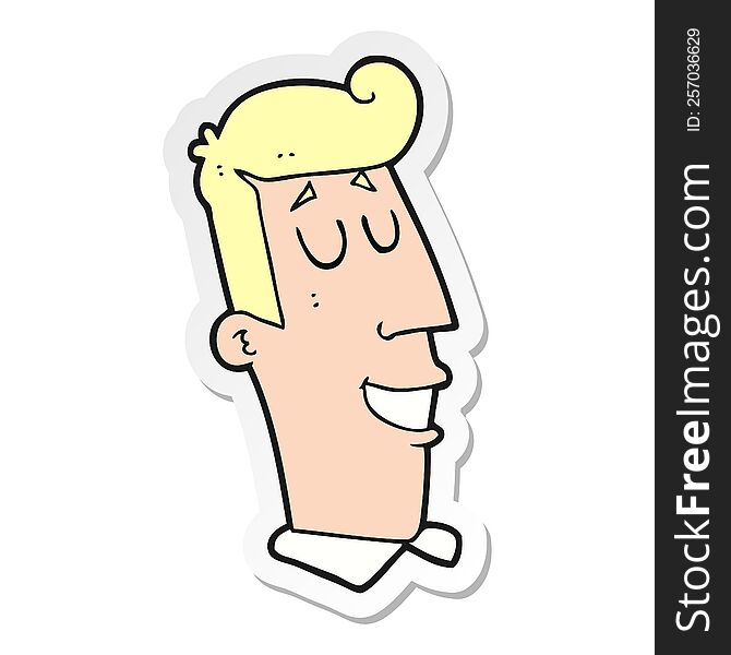 sticker of a cartoon grinning man