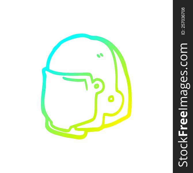 cold gradient line drawing of a cartoon space helmet