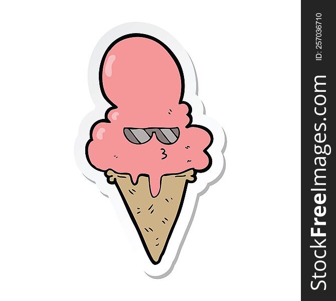 Sticker Of A Cartoon Cool Ice Cream