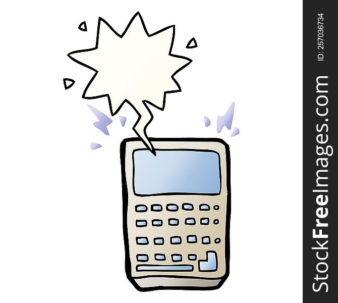 cartoon calculator with speech bubble in smooth gradient style