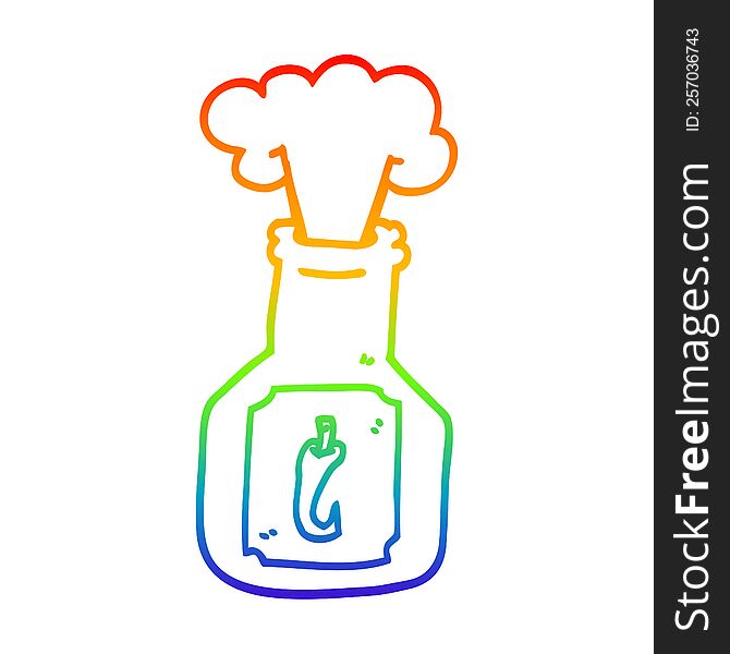 rainbow gradient line drawing of a cartoon hot chili sauce