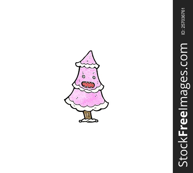 cartoon pink christmas tree