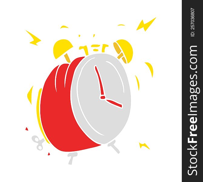 flat color illustration of ringing alarm clock. flat color illustration of ringing alarm clock