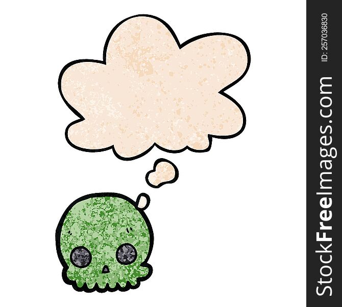 cartoon skull with thought bubble in grunge texture style. cartoon skull with thought bubble in grunge texture style