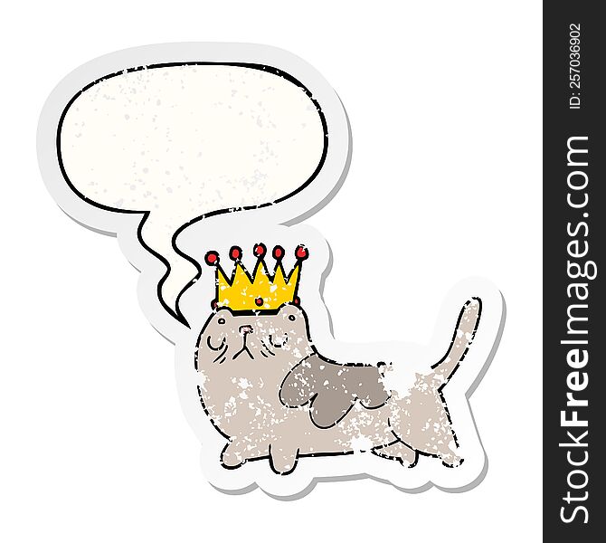 Cartoon Arrogant Cat And Speech Bubble Distressed Sticker