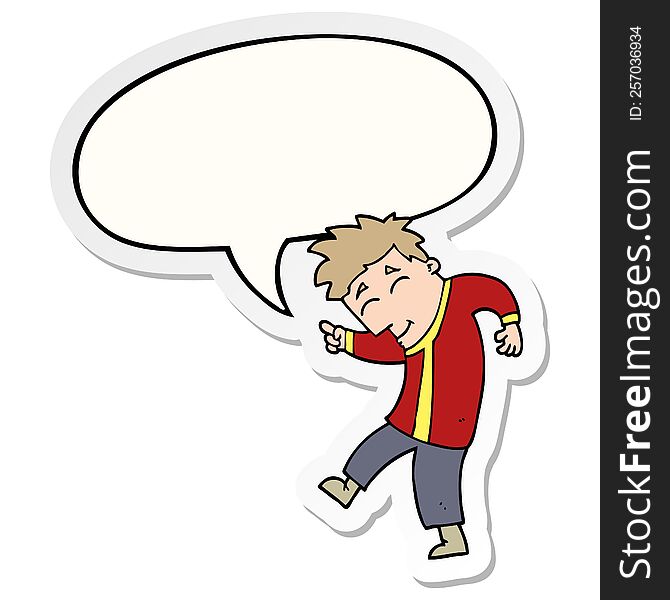 Cartoon Dancing Man And Speech Bubble Sticker