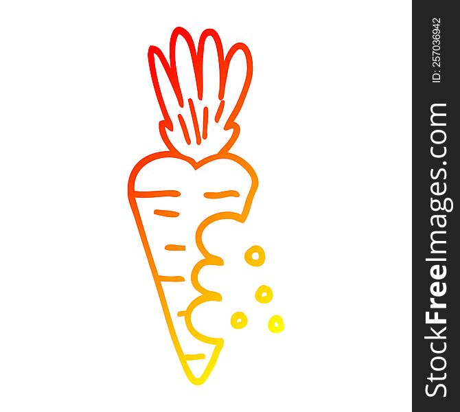 warm gradient line drawing of a cartoon carrot with bite marks