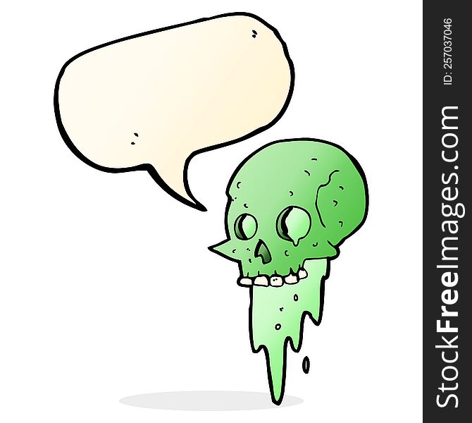 gross halloween skull cartoon with speech bubble