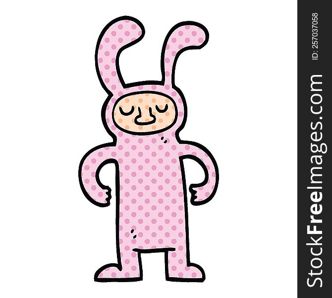 comic book style cartoon man dressed as a bunny