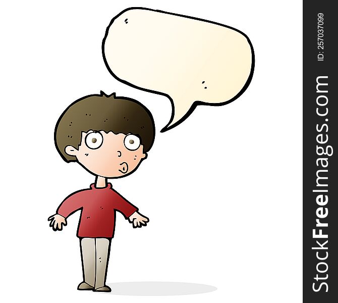 Cartoon Surprised Boy With Speech Bubble
