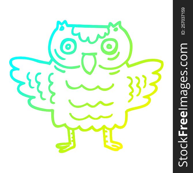 Cold Gradient Line Drawing Cartoon Funny Owl