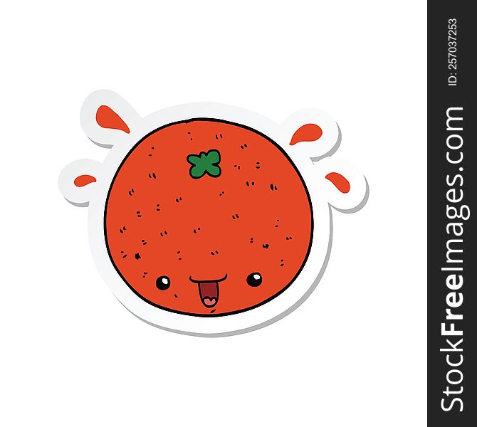 Sticker Of A Cartoon Orange