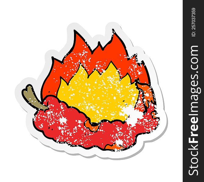 distressed sticker of a cartoon hot chili pepper