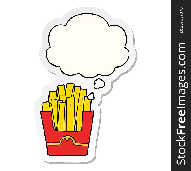 Cartoon Fries And Thought Bubble As A Printed Sticker
