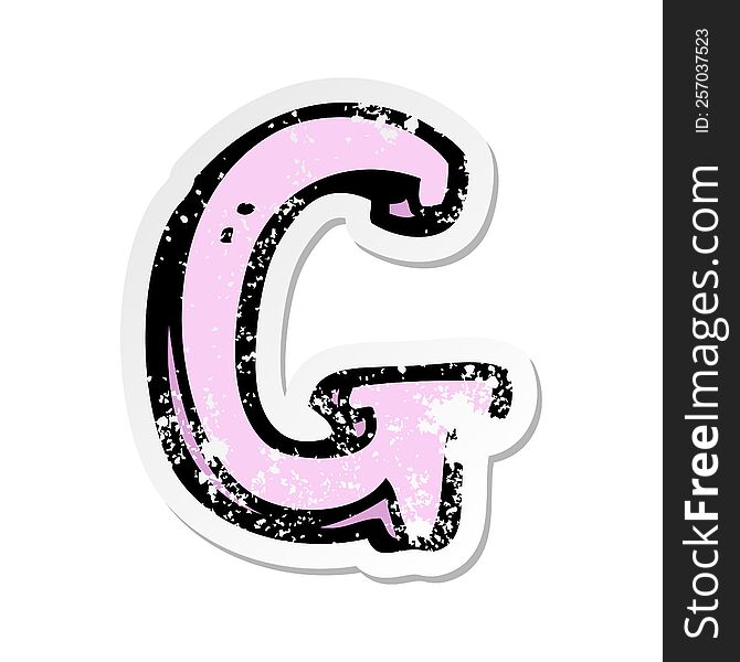Retro Distressed Sticker Of A Cartoon Letter G
