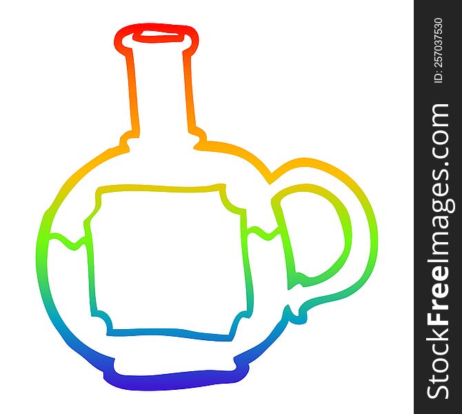 Rainbow Gradient Line Drawing Cartoon Food Bottle