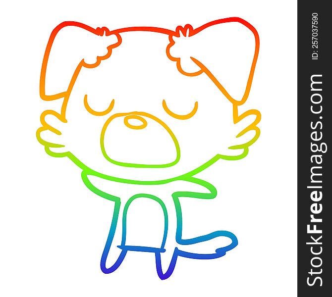 Rainbow Gradient Line Drawing Cartoon Dog