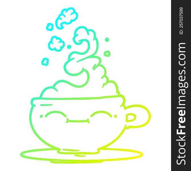 Cold Gradient Line Drawing Cartoon Hot Cup Of Coffee