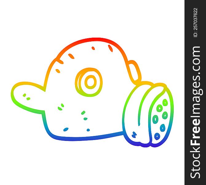rainbow gradient line drawing of a cartoon gas mask