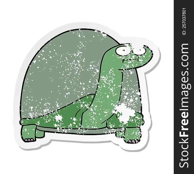 Distressed Sticker Of A Cartoon Tortoise