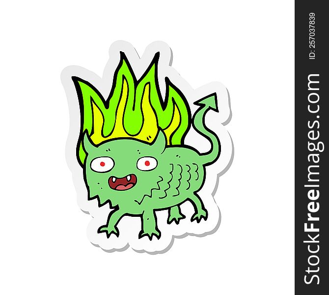 Sticker Of A Cartoon Little Demon