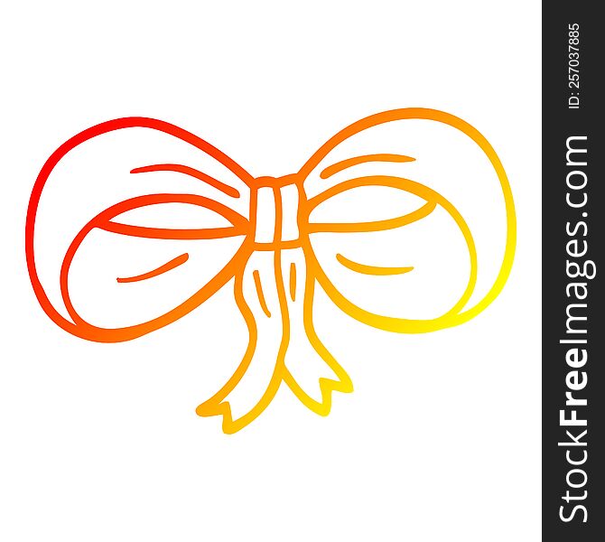 warm gradient line drawing of a cartoon tied bow