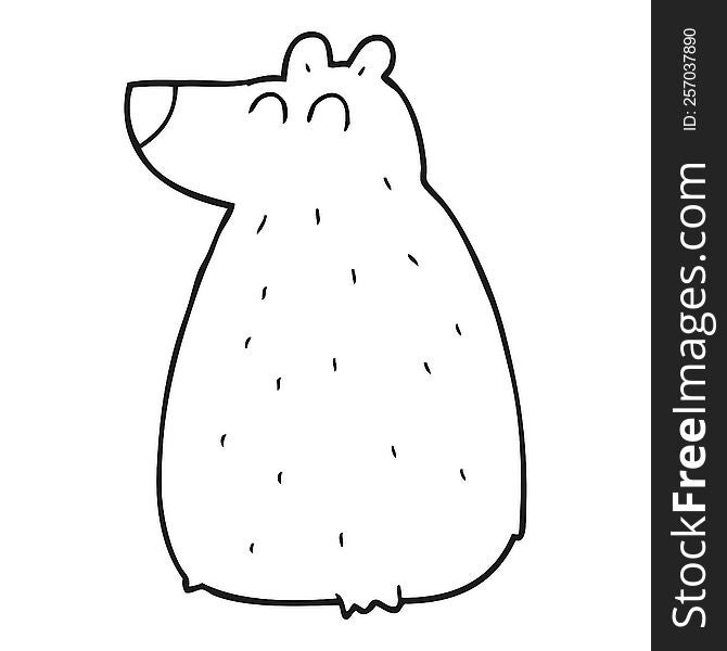 freehand drawn black and white cartoon bear