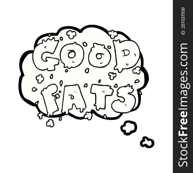freehand drawn thought bubble textured cartoon good fats sign