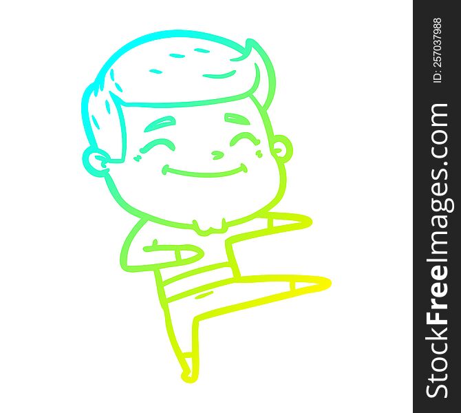 Cold Gradient Line Drawing Happy Cartoon Man Dancing