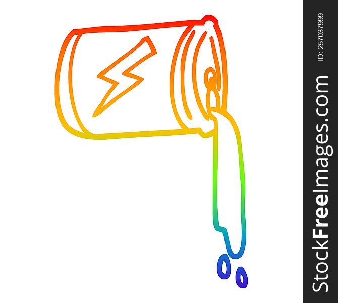 rainbow gradient line drawing of a cartoon pouring soda can