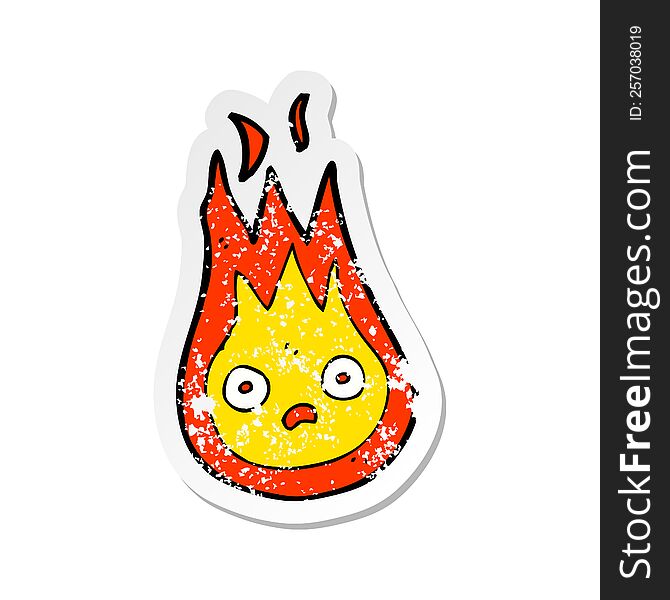 retro distressed sticker of a cartoon friendly fireball