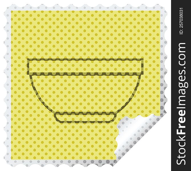 Rice bowl square peeling sticker vector illustration