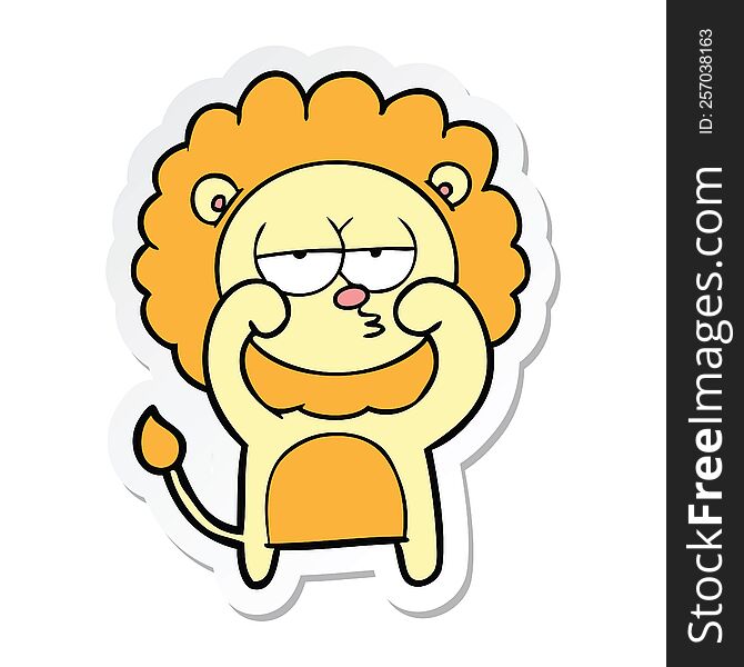 sticker of a cartoon bored lion