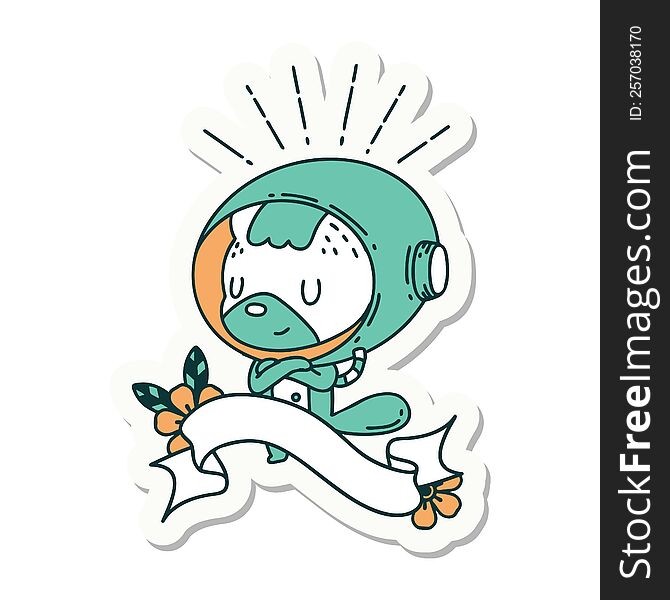 sticker of tattoo style animal in astronaut suit