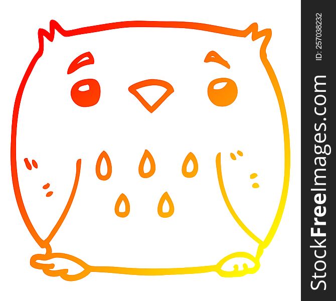 Warm Gradient Line Drawing Cartoon Owl