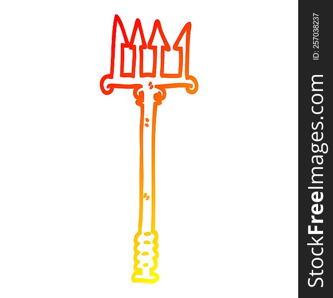 warm gradient line drawing of a cartoon trident